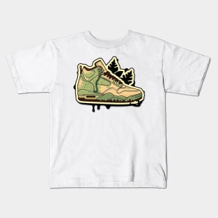 Step into a Greener Future with the Beige Yellow Green Sneaker Kids T-Shirt